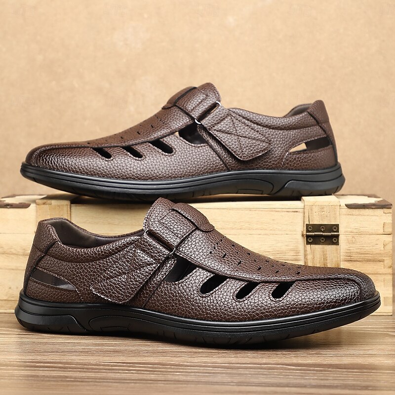 Men's Breathable Brown Fisherman Sandals – Open Vent Design with Hook-and-Loop Closure, Comfortable Summer Shoes for Walking, Travel and Outdoor Activities4