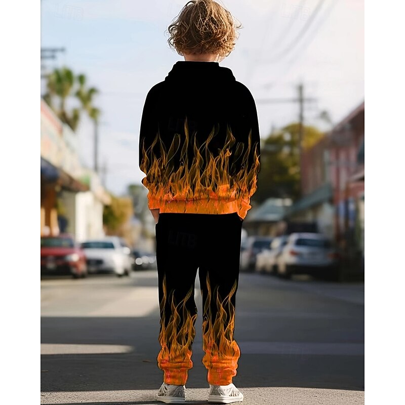 Boys' 3D Graphic Hoodie & Sweatpants Set Sports Suit Tracksuits Long Sleeve Spring Fall Daily Basic Casual Kids 4-12 Years Hooded Outdoor Vacation Sports Tailored Fit2