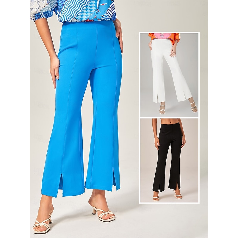 Elegant white Nine-Inch Wide Flared Trousers2