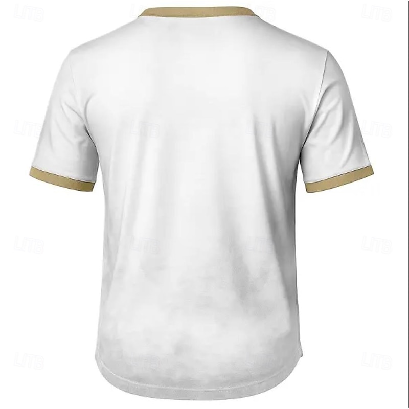 Men's Knights Templar T Shirt Henley Shirt Short Sleeve Designer Retro Vintage Casual Street Casual Daily Summer Spring White Henley Henley T-Shirt2