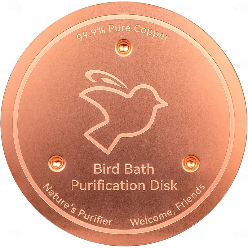 Bird Bath Copper Disk, 0.6mm Reinforced 99.99% Pure Copper Cleaning Disk with Triple-Point Support for Physical Safe Clean Water All-Season, Universal Fit for Outdoor Birdbaths, Bowl