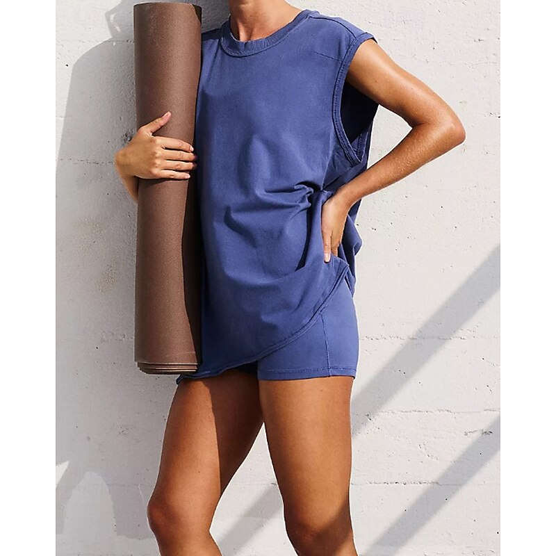 Women's Sport Set Sports Tank Top Sports Top Sleeveless Top Athleisure Solid Colored Wick Moisture Tennis Golf Running Sportswear Activewear Black Army Green Dark Navy3