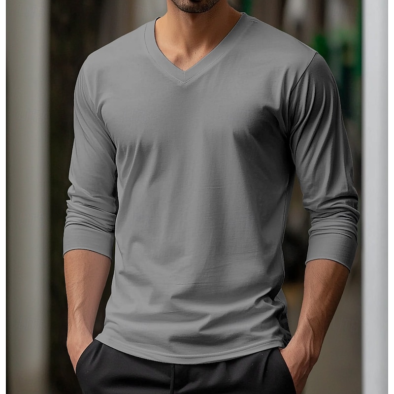 Men's T Shirt Long Sleeve Shirt Long Sleeve Crew Neck Winter Spring &  Fall Solid Color Plain Daily Sportswear Casual Basic Plain Outdoor Causal Casual Dark Grey Black White Top Tee for Men3