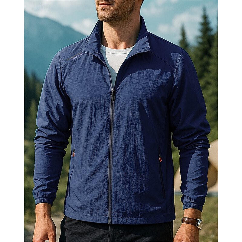 Men's Outdoor Jacket Hiking Jacket Sport Jacket Outdoor Waterproof Windproof Breathable Quick Dry Hiking Outfits Hiking Clothes Spring Autumn / Fall Jacket Tennis Golf Running Solid Color Dark Grey4