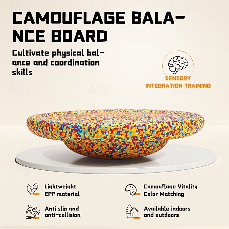 Camouflage Balance Board Training Equipment - Lightweight EPP Foam with Color-Coding Zones Anti-Slip Surface for Indoor/Outdoor Fitness Coordination & Core Strength Exercises - All Ages3