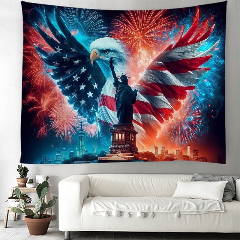 4th of July Hanging Tapestry Patriotic Independence Day Eagle Wall Art Large Mural Decor Photograph Backdrop Home Bedroom Living Room Decoration3