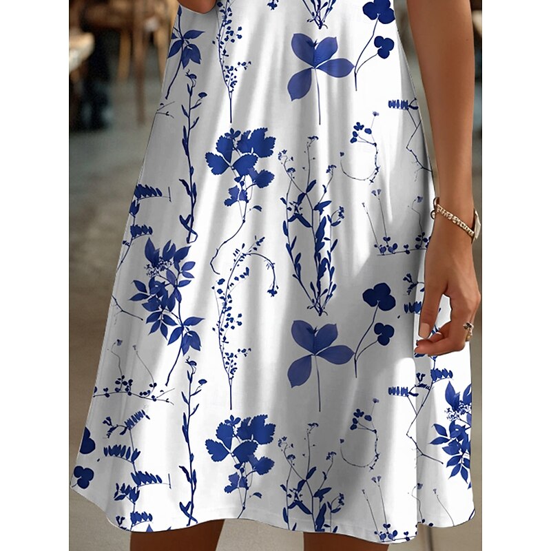 Women's Midi Dress T Shirt Dress Tee Dress Sundress A Line Dress Vacation Casual Beach Beach Regular Fit Floral Graphic Short Sleeve V Neck Black And White Yellow Red Blue Summer Spring3
