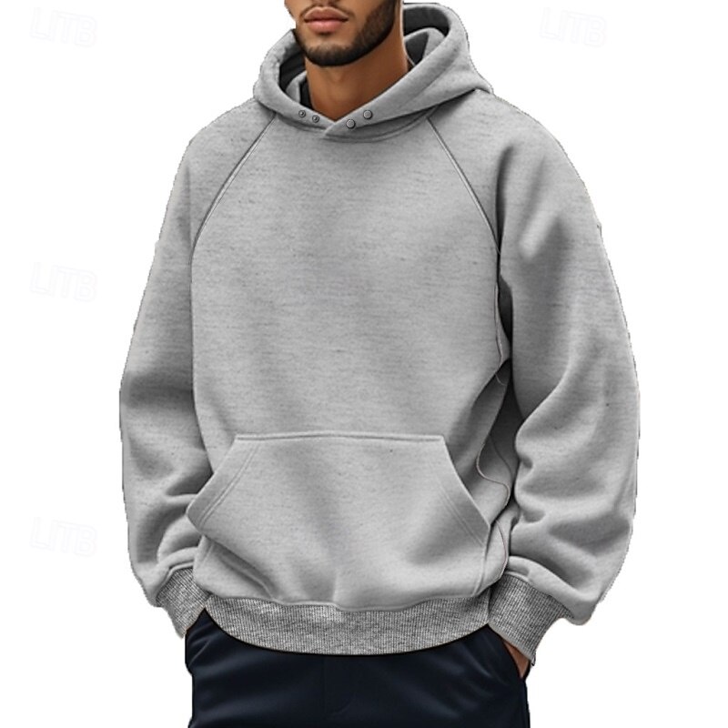 Men's Hoodie Pullover Hoodie Sweatshirt Fleece Hoodie Wine Red Black Khaki Light Grey Dark Gray Hooded Plain Front Pocket Sports & Outdoor Casual Daily Streetwear Cool Sportswear Fall & Winter