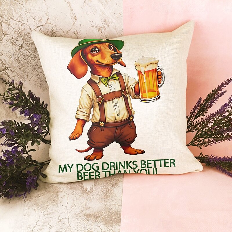 Oktoberfest Dachshund Bavarian Decorative Toss Pillows Cover 1PC Soft Square Couch Cushion German Beer Design4