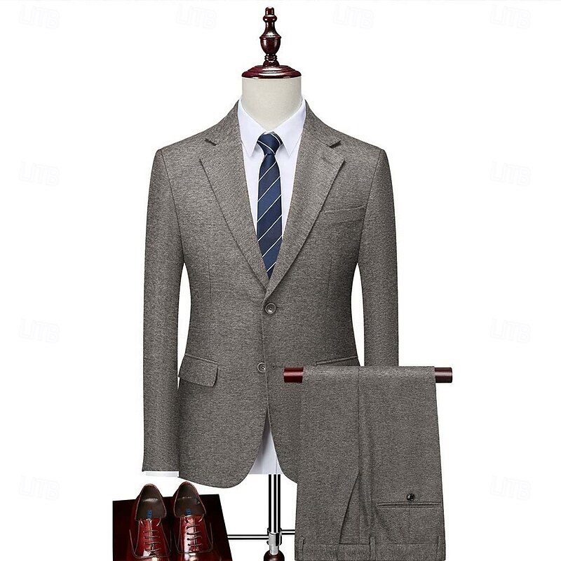 Men's Wool Tweed Suits Wedding Business Herringbone Suits Brown Grey Retro Formal Tailored Fit 3 Piece Single Breasted Two-buttons2