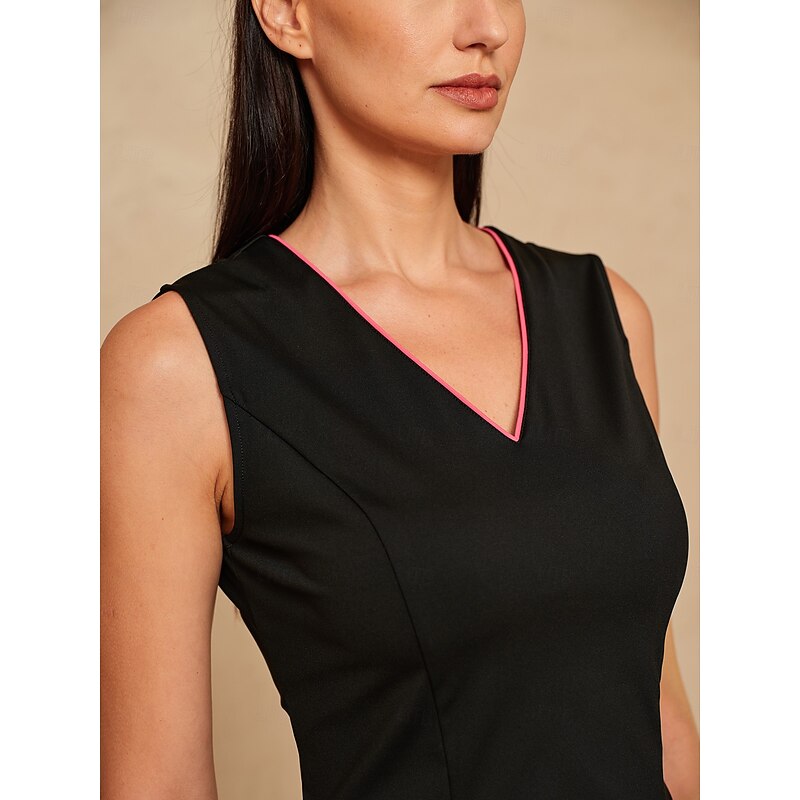 Women's Golf Polo Shirt Black Sleeveless Shirt Ladies Golf Attire Clothes Outfits Wear Apparel4