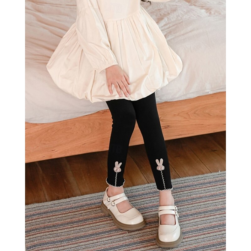 Kids Girls' Leggings Solid Color Daily Outdoor 4-12 Years Fall Black Purple Dark Gray2