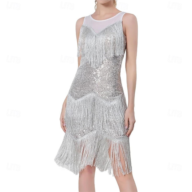 Latin Dance Dress Tassel Paillette Women's Performance Training Party Sleeveless High Sequined