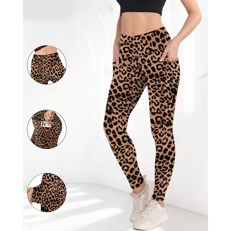 Women's pilates leggings Capri Leggings Sports Pants Pockets Lightweight Pilates Gym Running Pants Solid Color Navy Black Pink Plus Size Sports Activewear Micro-elastic