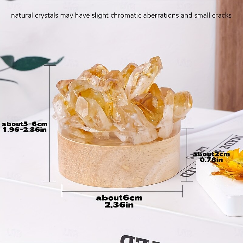 Glam Style 1pc Natural Crystal Cluster Night Light - USB Powered Ambient Lamp Resin and Stone White Color Mode - Universal Holiday Gift for Home Desktop and Bedside Decor3