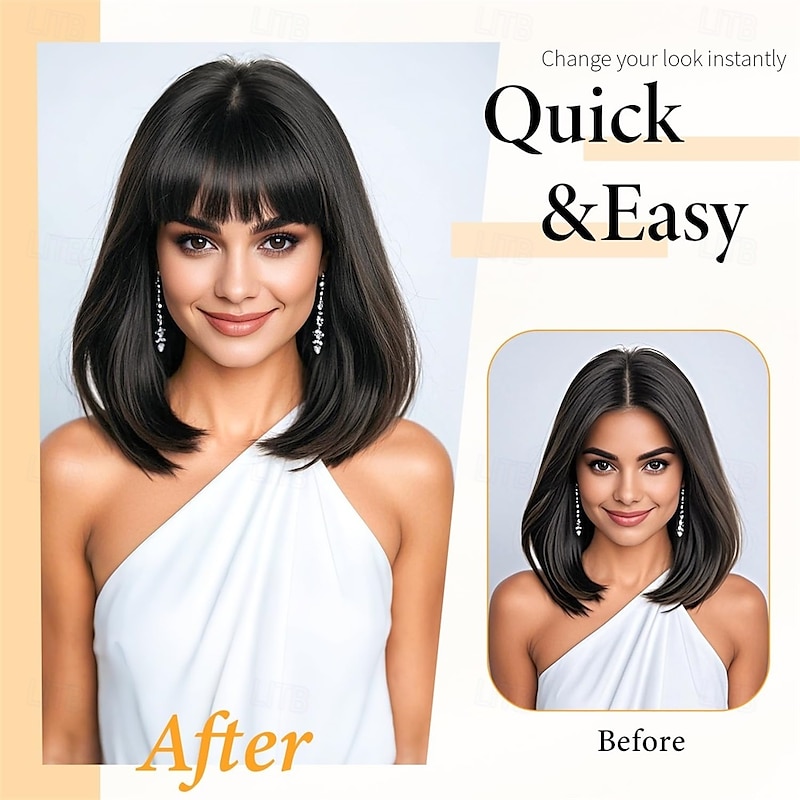 Hair Topper with Bangs Clip 360 3D Cover Hair Toppers for Women with Thinning Hairs 10 Inch Straight Clip in Bangs Hairs Piece for Women Daily Wear2