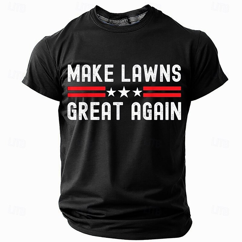 Mens Funny 'Make Lawns Great Again' Pun Graphic T-Shirt, Short Sleeve Humor Tee4