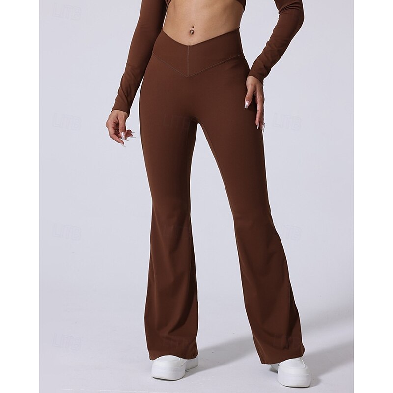 Women's pilates leggings fitness pants sport pants Flared Lightweight Pilates Running Fitness Pants Solid Color Black White Pink Fall Winter Sports Activewear Micro-elastic3