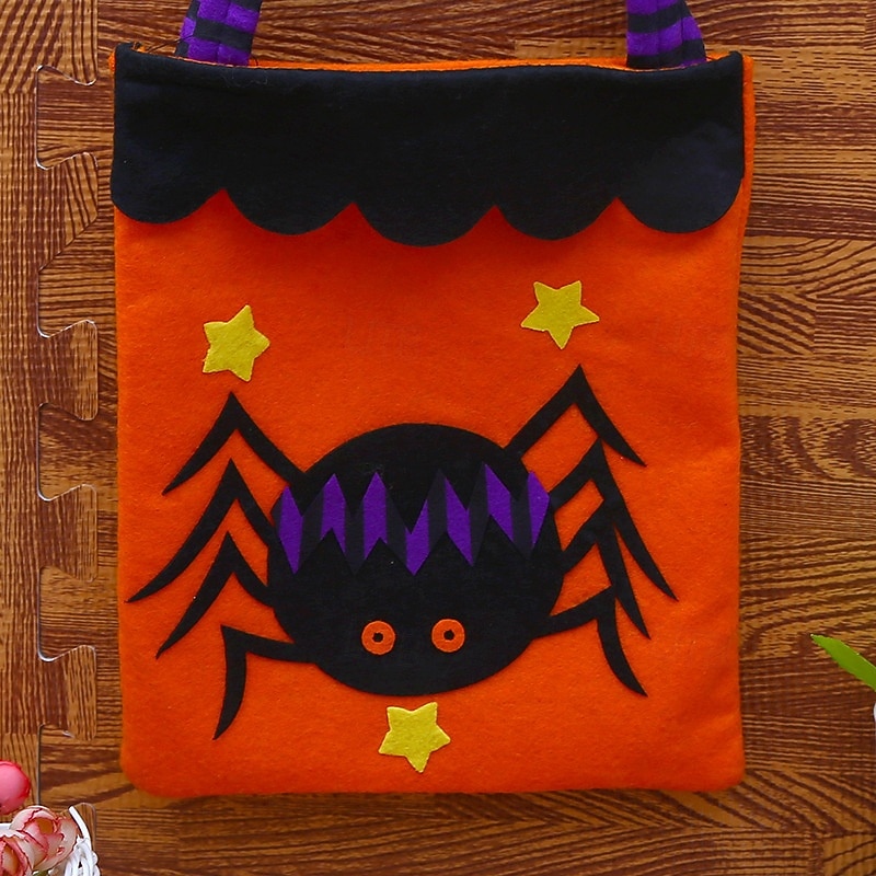 Halloween Treat Bag for Kids, Trick or Treat Candy Tote Bag, Non-Woven Fabric Gift Basket, Spooky Pumpkin Party Favor, Halloween Party Decoration2
