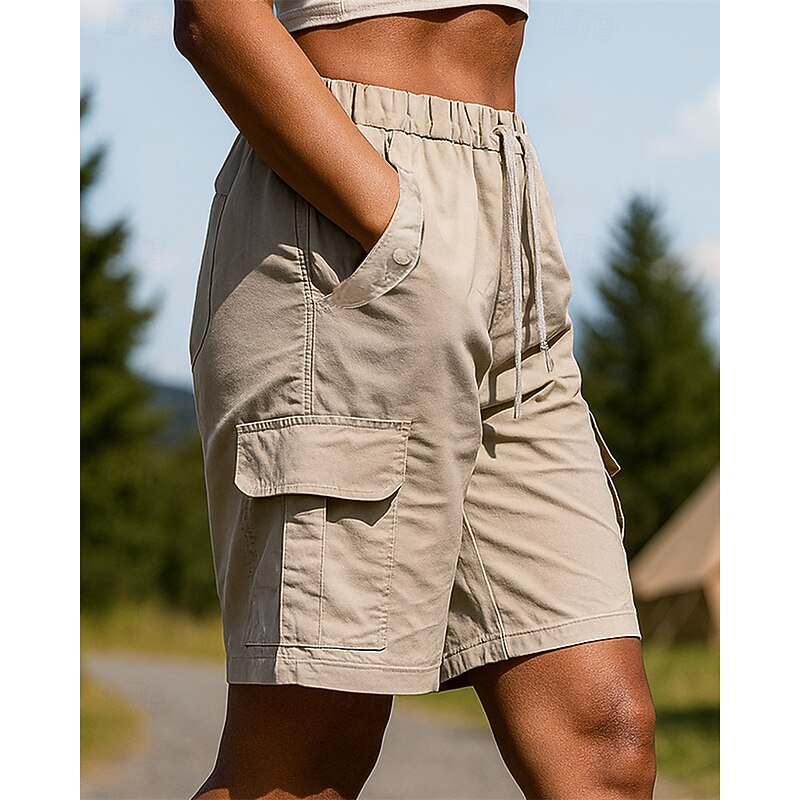 Women's Cargo Shorts Hiking Shorts Summer Outdoor Regular Fit Waterproof Quick Dry Lightweight Breathable Shorts Drawstring Elastic Waist Black Pink Camping / Hiking Golf Running S M L XL XXL3