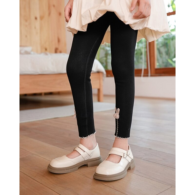 Kids Girls' Leggings Solid Color Daily Outdoor 4-12 Years Fall Black Purple Dark Gray4