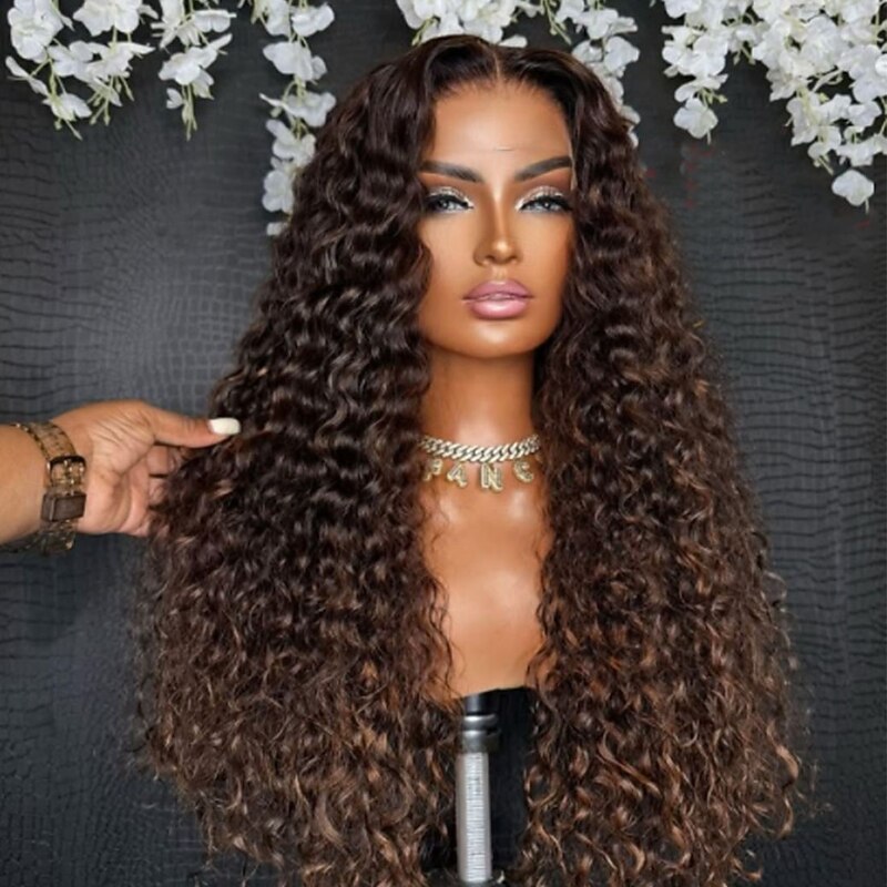 Remy Human Hair 5x5 Closure 13x4 Lace Front Wig Free Part Brazilian Hair Curly Brown Auburn Wig 130% 150% Density with Baby Hair Ombre Hair 100% Virgin Glueless Pre-Plucked For Women Long Human Hair2