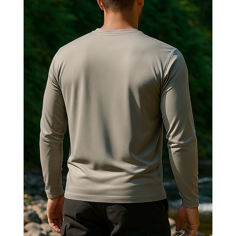 Men's Hiking Shirt Hiking top Henley Shirt Long Sleeve Crew Neck Tee Tshirt Top Outdoor Quick Dry Lightweight Breathable Quarter-Zip Polyester Black Royal Blue Green Tennis Golf Running2