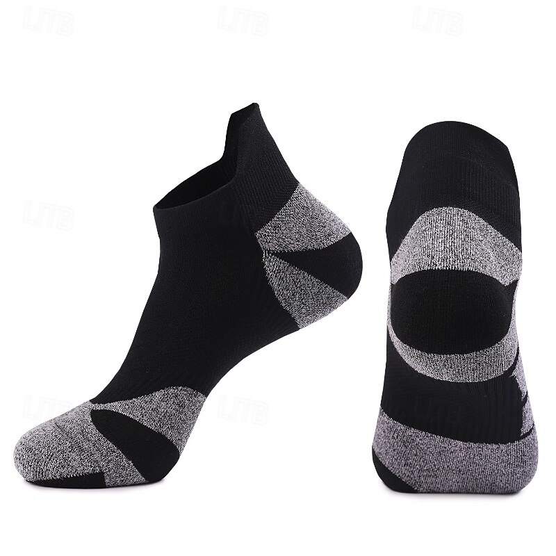 1 Pair Women's Running Socks Sports Socks Breathable Anti Blister Sweat-Wicking Anti-Bacterial Outdoor quarter crew Patchwork Cotton Violet Black White for Ski / Snowboard Running Camping / Hiking3