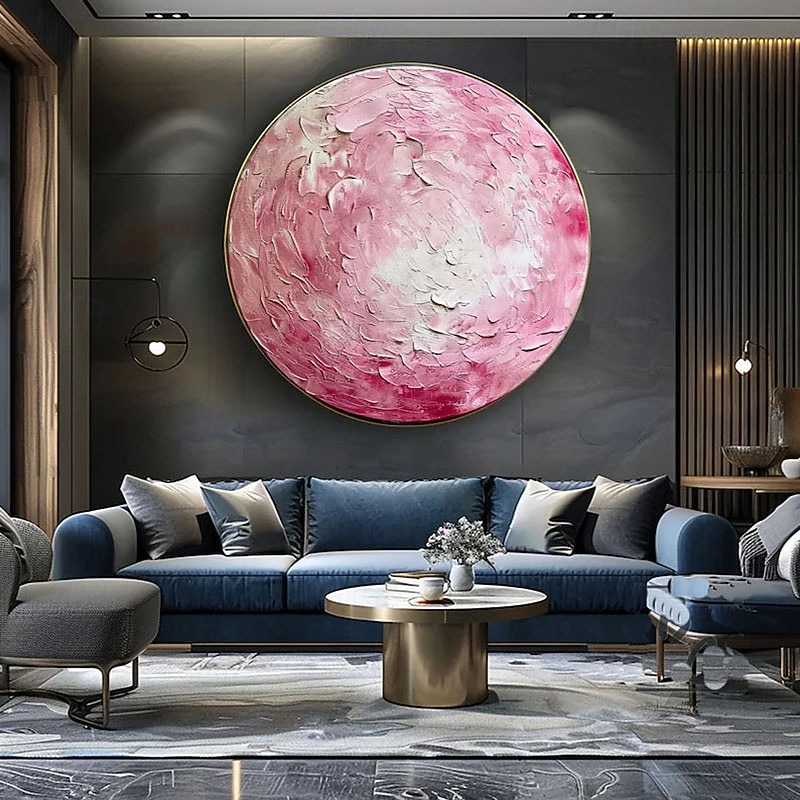 Large Luxry Artwork Hand Painted Oil Painting Pink Whie Abstract Oil Painting Light Pink Canvas Wall Art3