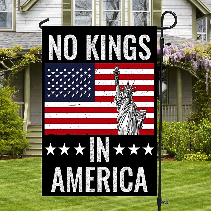 No Kings Protest Garden Flag 12 x 18 Inch Yard Flags, Small Garden Flags for Outside, Outdoor Flags, Holiday Garden Flags for All Seasons