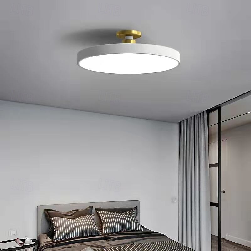 Minimalist Modern Flush Mount Ceiling Light, Circular Wrought Iron Decoration Lighting Fixtures,Three-Color Temperature Adjustable Ceiling, Indoor Simple Flat Panel Light2