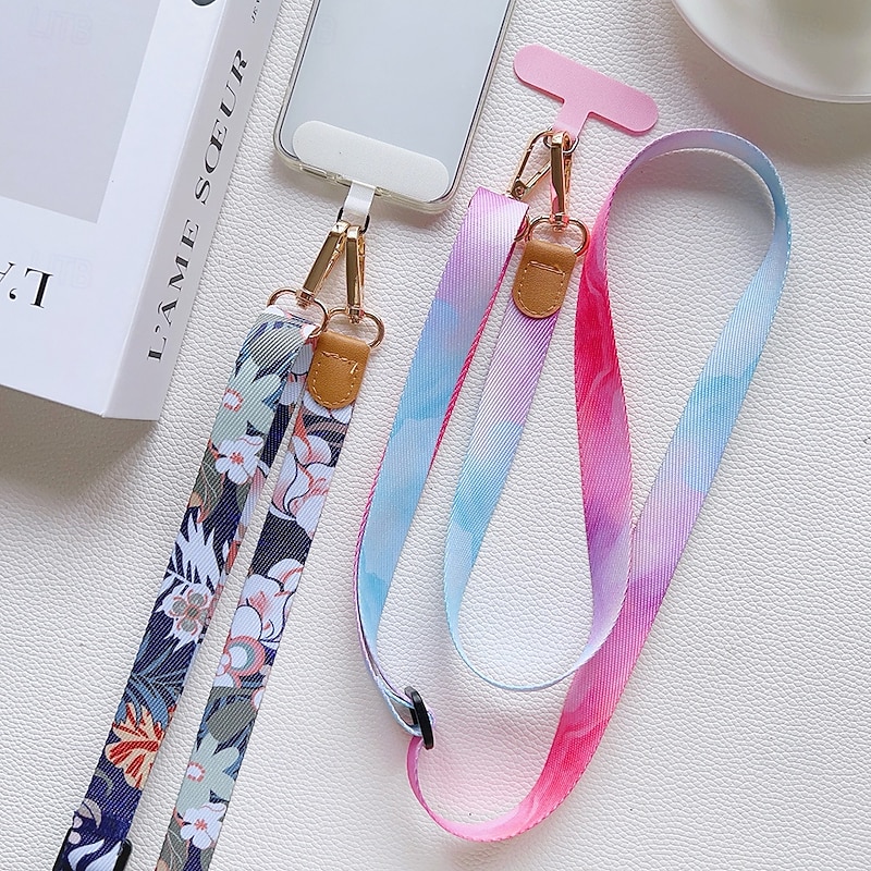New adjustable mobile phone lanyard long crossbody strap backable shoulder strap hanging chain retro pattern hanging neck wide cloth strap4