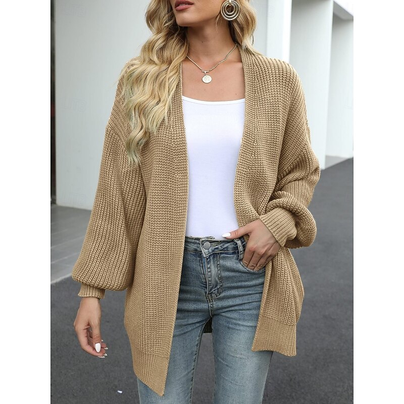 Women's Sweater Cardigan Elegant Fashion Streetwear Pure Color Open Front Knitted Long Sleeve Regular Tops Knit Outdoor Daily Weekend Black Pink Fall Winter3