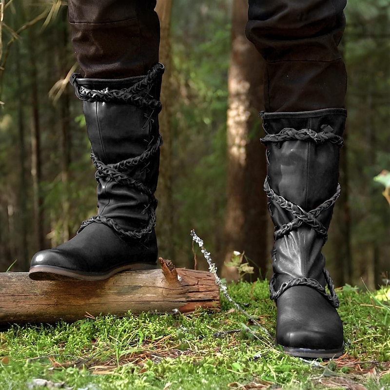 Medieval Renaissance Shoes Boots Knee High Boots Pirate Viking Crusader Plain Fancy Dress Men's Celtic Pirate Halloween Masquerade Party & Evening LARP Ren Faire Adults Adults' Shoes