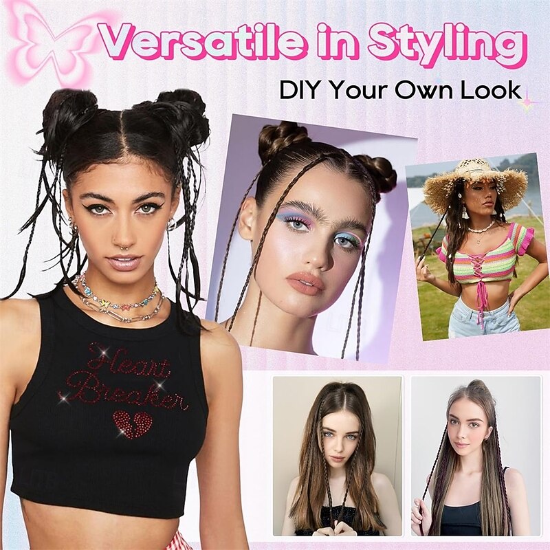 6PCS Clip in Braid Hair Extensions for Women 14 Inch Clip in Braids Synthetic Braided Hairpieces for Daily Costume Party Medium Blonde with Pale Highlights3