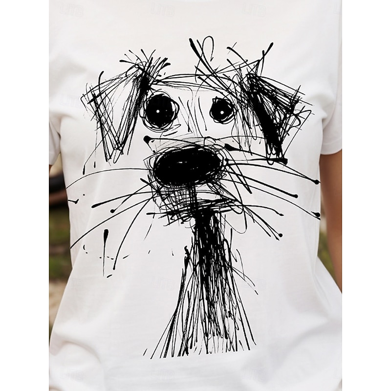 Women's T Shirt Graphic Animal Dog Vintage Stylish Classic Short Sleeve Crew Neck Round Neck Regular Tops Daily Weekend Print Black White Red Blue Purple Summer Spring3
