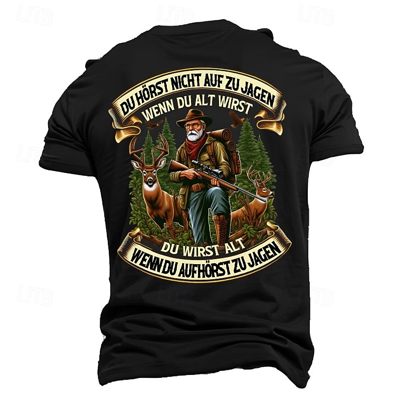 Men's Graphic Hunting T-Shirt, 'You Get Old When You Stop Hunting' Quote, Deer Hunter Lifestyle Short Sleeve Tee3