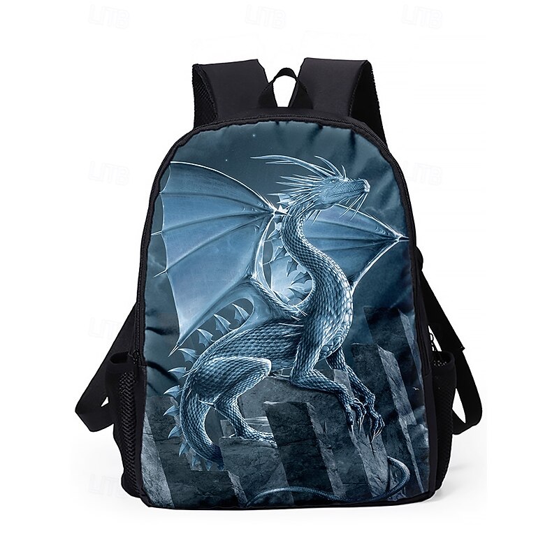 3-Piece Dragon Backpack Set for Kids – Fantasy Blue Dragon School Bag with Lunch Bag & Pencil Case, Durable Lightweight Bookbag for Boys & Girls, Perfect for School, Travel & Gifts Vincent Hie3