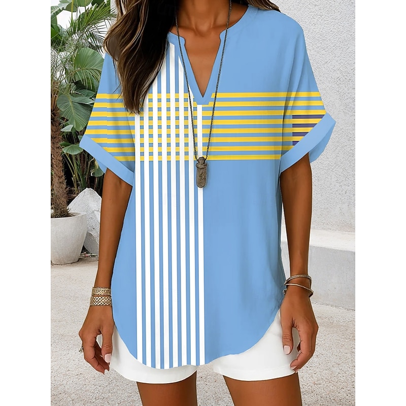 Women's Boho Shirt Graphic Geometric Elegant Bohemia Tropical Sleeveless Short Sleeve Regular Tops Daily Holiday Beach Wear Yellow Red Blue Orange Brown Summer Spring3