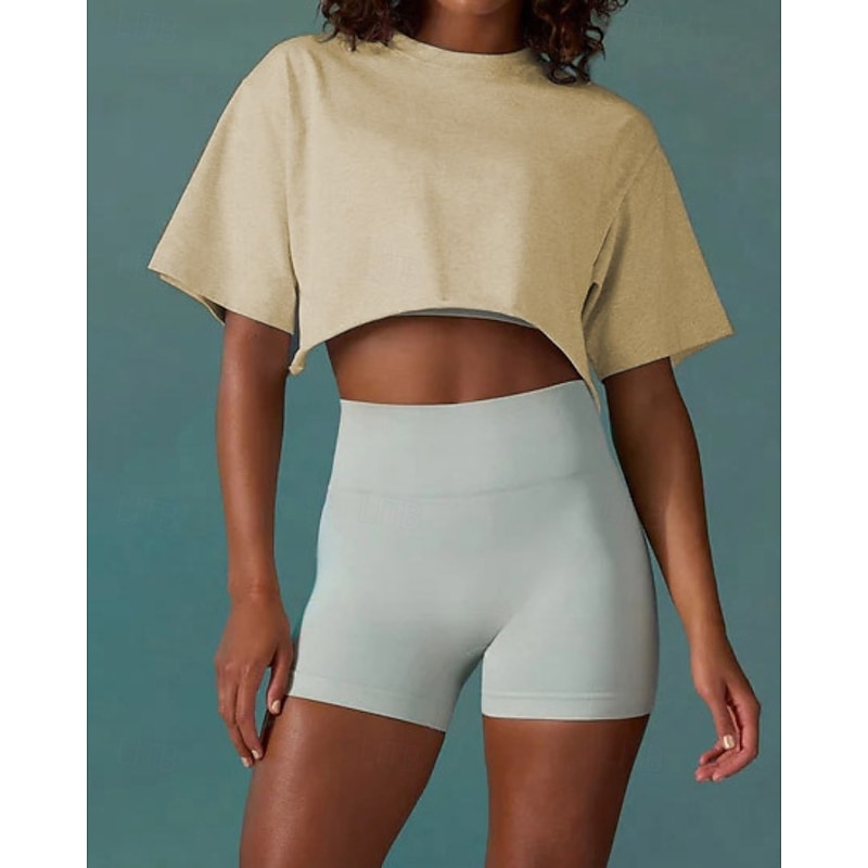 Women's Track Top Running Shirt Sports Top Short Short Sleeve Top Athleisure Wick Moisture Tennis Golf Running Sportswear Activewear Apricot Wine Red Black