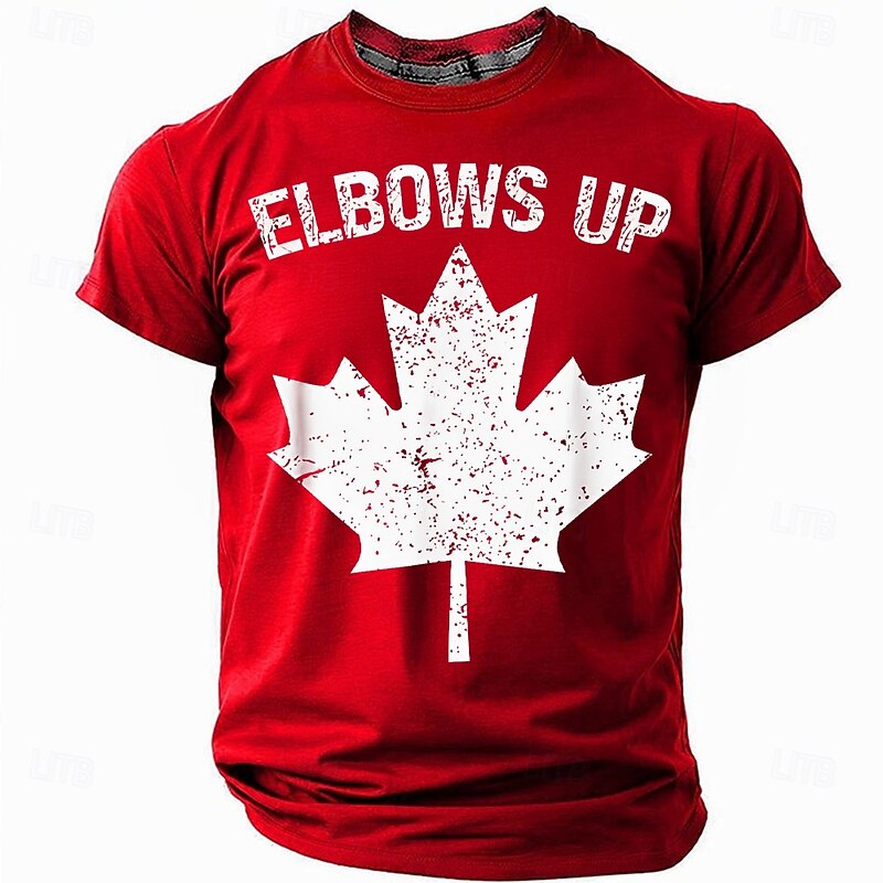 Men's Short Sleeve 'ELBOWS UP' Canadian Maple Leaf Graphic Tee