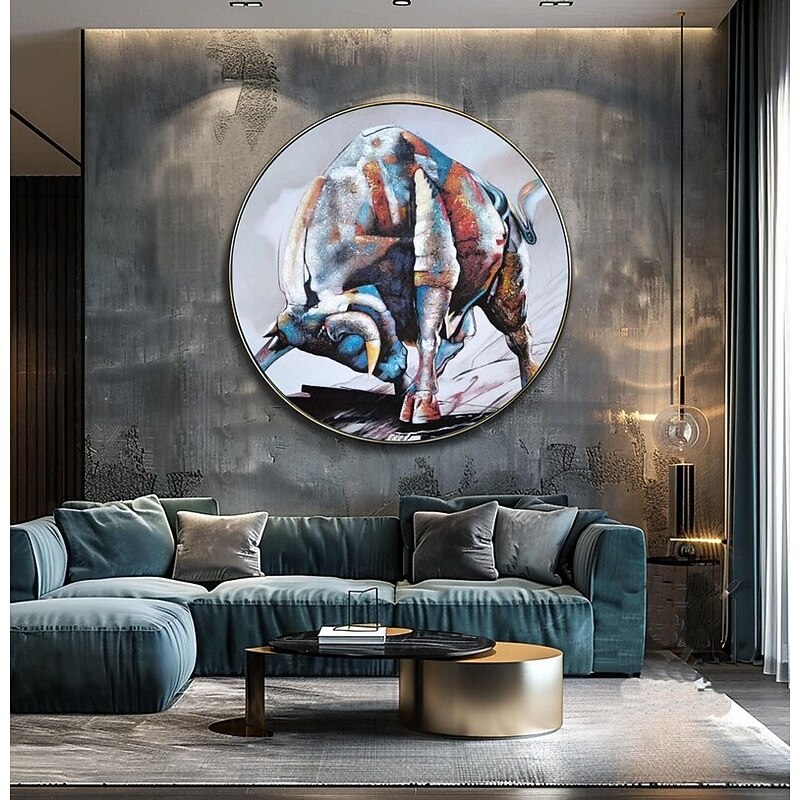 Hand Painted Abstract Bull Bullfight Oil Painting Canvas Painting Wall Art Pictures for Living Room Office Decor2