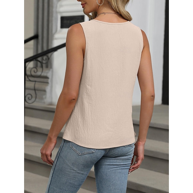 Women's Camisole Tank Top Solid Color Daily Casual Sleeveless Strap Regular Tops Daily Hollow Out White Pink Blue Apricot Summer Spring4