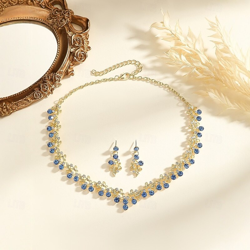 Jewelry Set Two-piece Suit Zircon Rhinestone 1 Necklace Earrings Women's Elegant Fashion Simple Cute Layered Fireworks Flower Shape irregular Jewelry Set For Wedding Party Work2