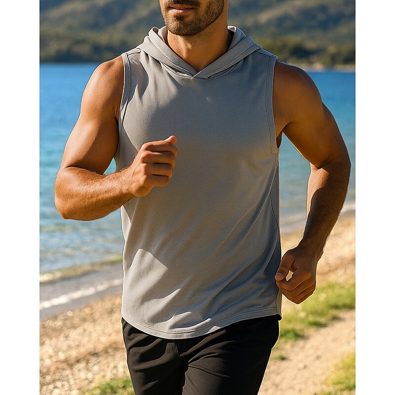 Men's Running Tank Top Gym Tank Top Sleeveless Top Solid Colored Quick Dry Lightweight Breathable Gym Workout Tennis Golf Sportswear Activewear Black White Navy Blue3