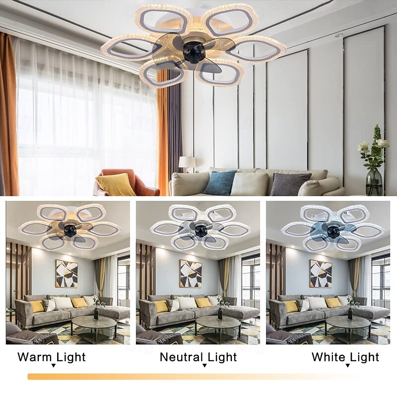 Ceiling Fans with Lights, Semi Flush Mount Low Profile Fan, Quiet Reversible Motor, Round Ceiling Lights with Fan for Bedroom, Living Room and Dining Room4