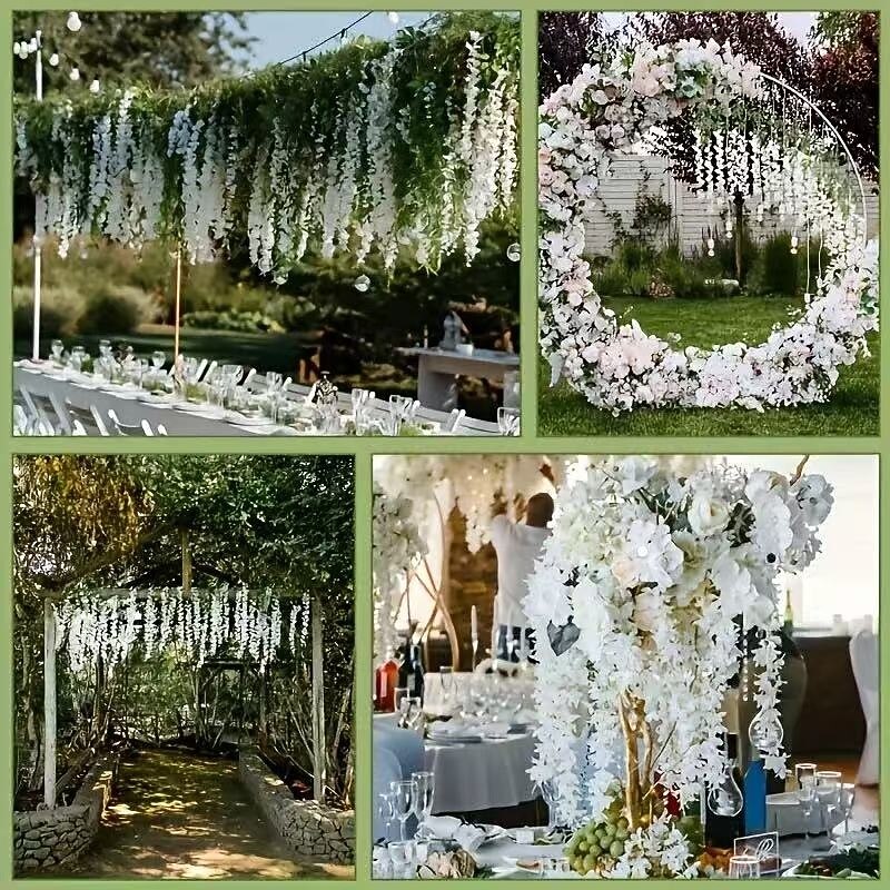 36 Pack Artificial Wisteria Flower Garland, White Hanging Faux Vine for Wedding, Party, Holiday Decorations and Home Garden Wall Decor, Maintenance-Free4