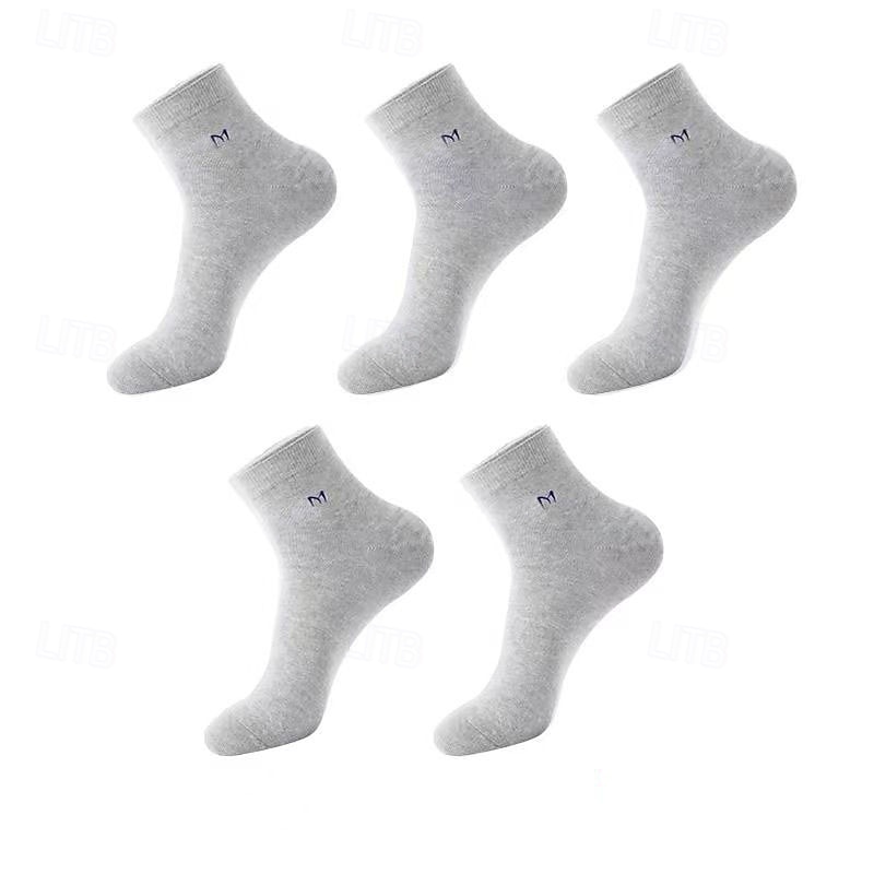 Men's 5 Pairs Multi Packs Socks Crew Socks Running Socks Casual Socks Black White Color Solid / Plain Color Vacation Sports & Outdoor Daily Basic Medium Spring Fall Fashion Casual4