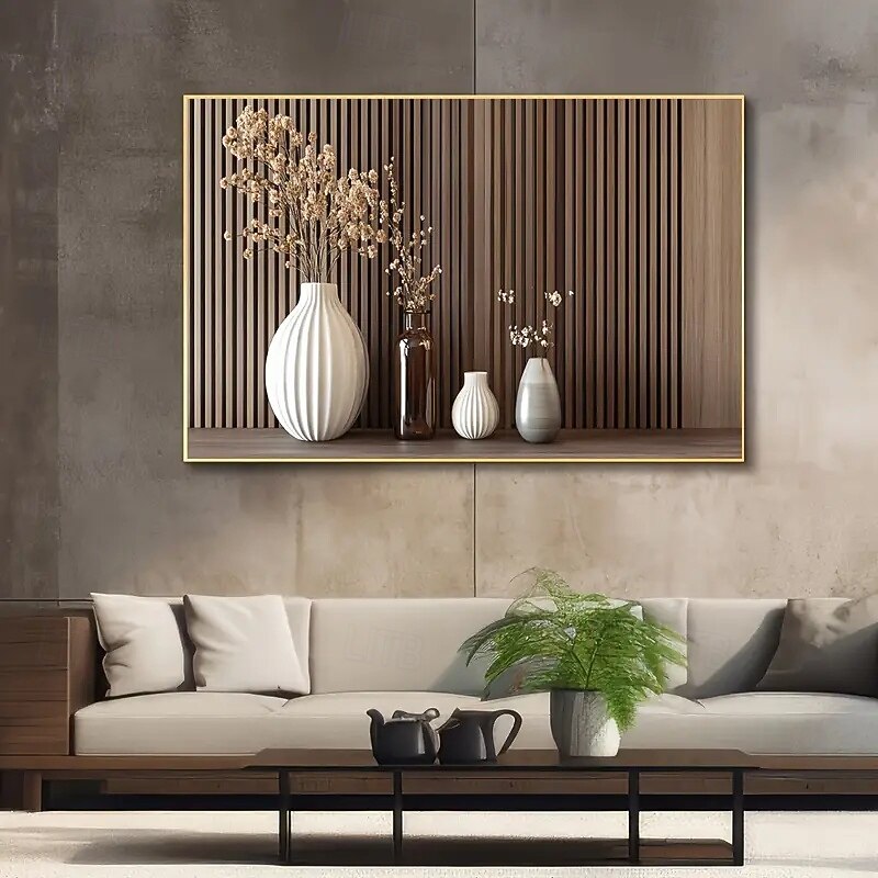 One Piece Frameless Modern Vase Wall Art Mixed Color Canvas Painting Static Poster Suitable For Living Room And Bedroom Decoration Artwork