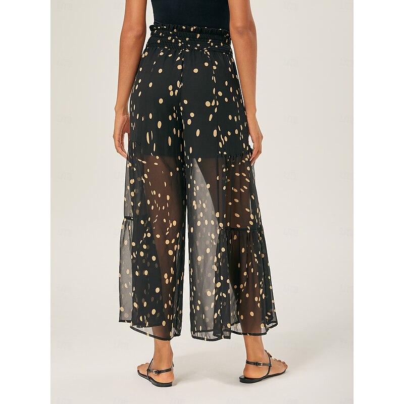 Polka Dot Chiffon Wide-Leg Culottes2